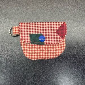Handmade Checker American Colonial Farmhouse Country Change Purse  Keychain Loop